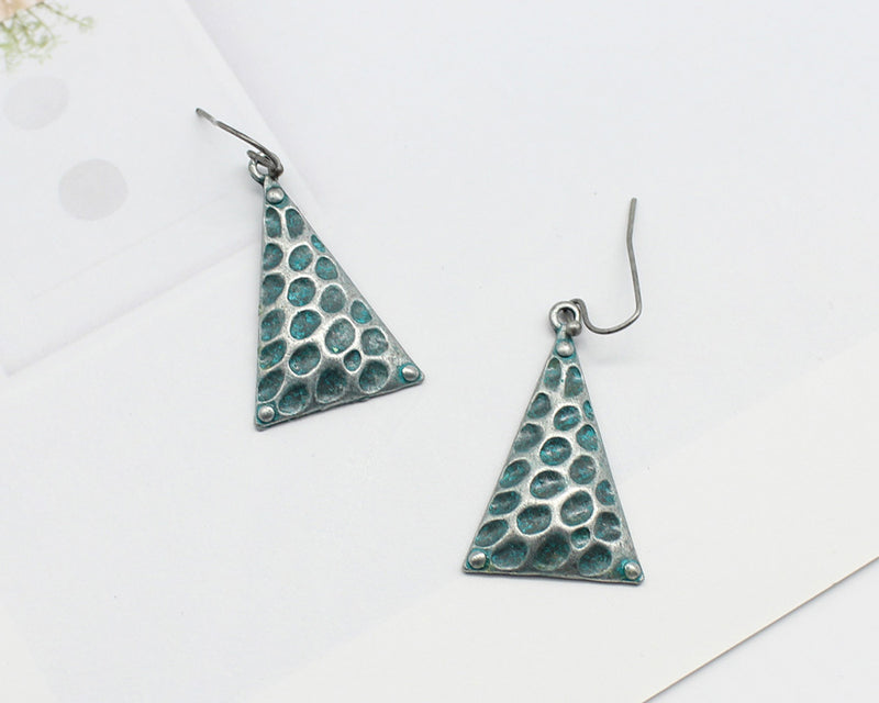 Triangle honeycomb pendant earrings