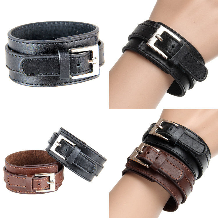 Casual Punk Wide Leather Bracelet