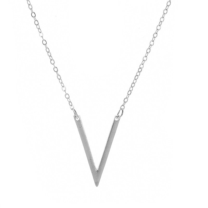 Short Clavicle Metal Alloy V Shape Necklace