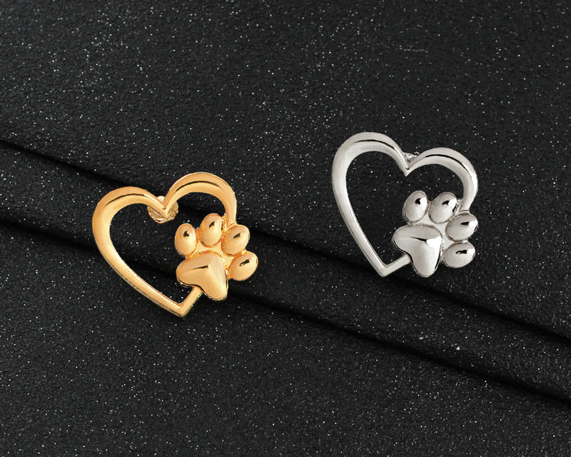 Caring dog paw cutout brooch