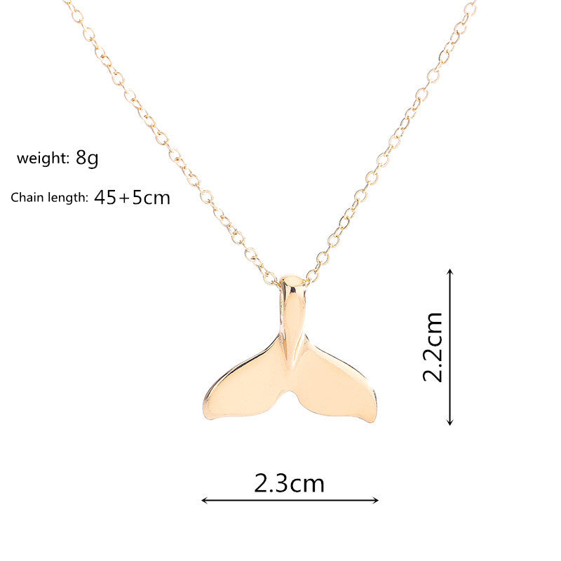 Fashion Sweet Glossy Fish Tail Necklace Pendant