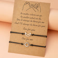 Simple Alloy Sun And Moon Wax Wire Weaving Adjustable Card Lovers Bracelet