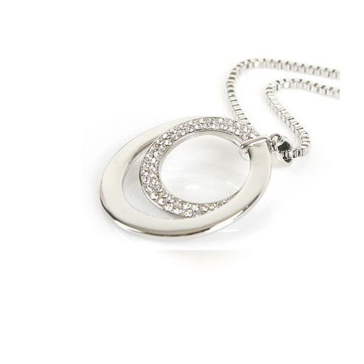 Alloy double loop sweater chain necklace