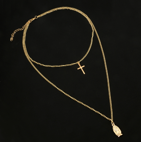 Fashion simple gold-plated Madonna cross necklace