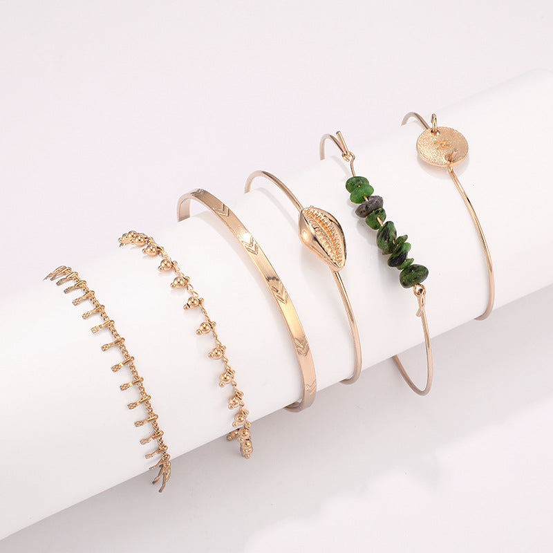 6 sets of alloy disc shell gravel bracelet