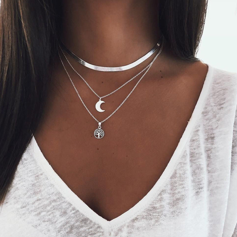 Exaggerated Alloy Multilayer Fashion Simple Geometric Necklace