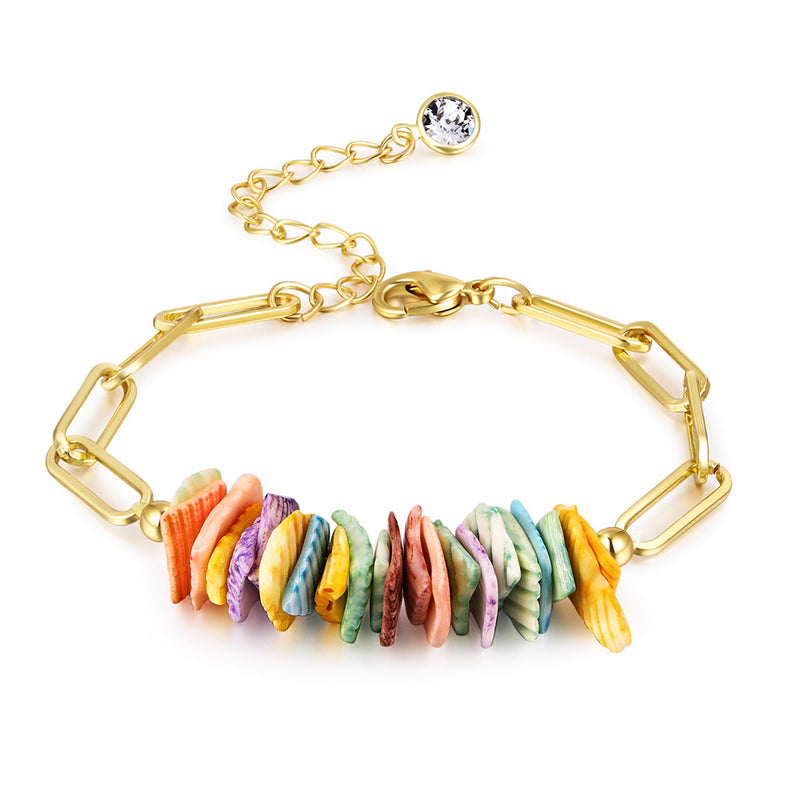 Summer Beach Colored Scallop Paperclip Bracelet