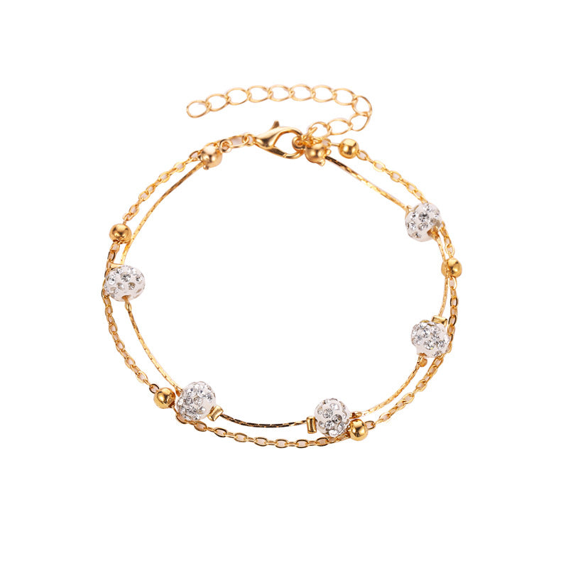 Shambhala Diamond Ball Crystal Anklet