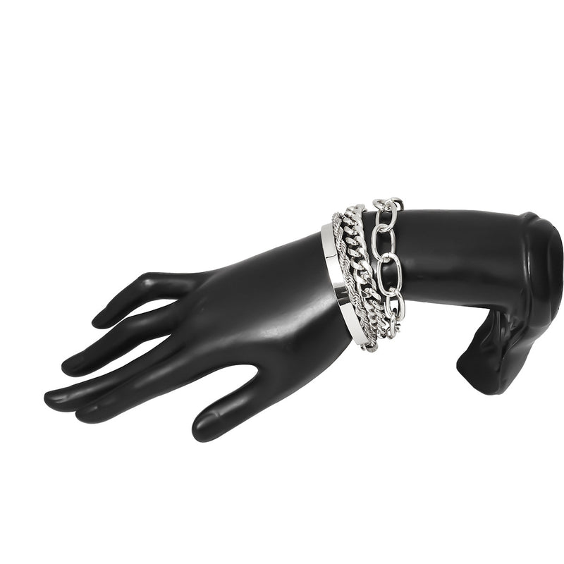 Smooth C-shaped mixed twist chain bracelet