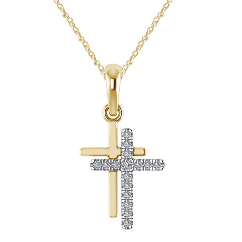 Two-tone Double-layer Cross Ladies Fashion Necklace Sweater Chain