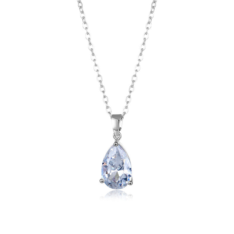 Titanium Steel Water Drop Necklace Zircon Simple Jewelry