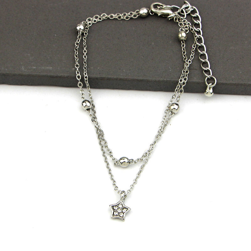 Cute heart love double layer anklet