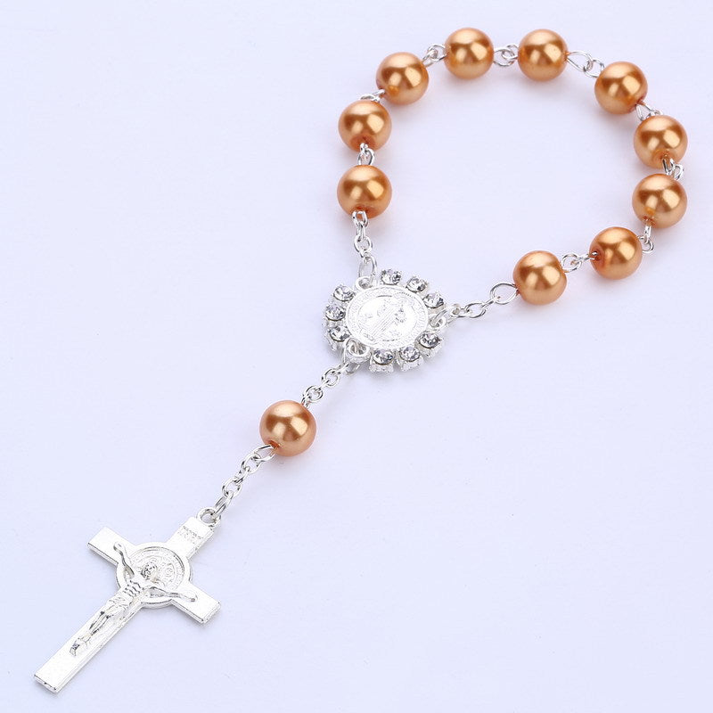 Cross Pendant Rosary Bracelet