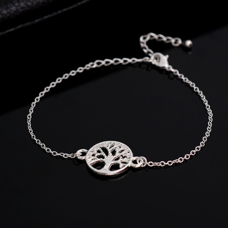 Geometric circular hollow tree of life bracelet