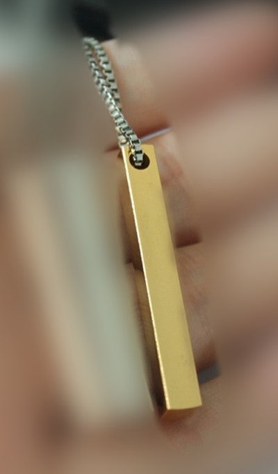 Stainless steel rectangular long necklace