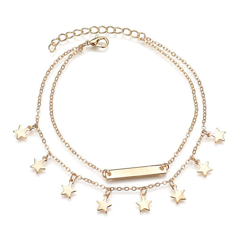 Exquisite double-decker star pendant anklet female