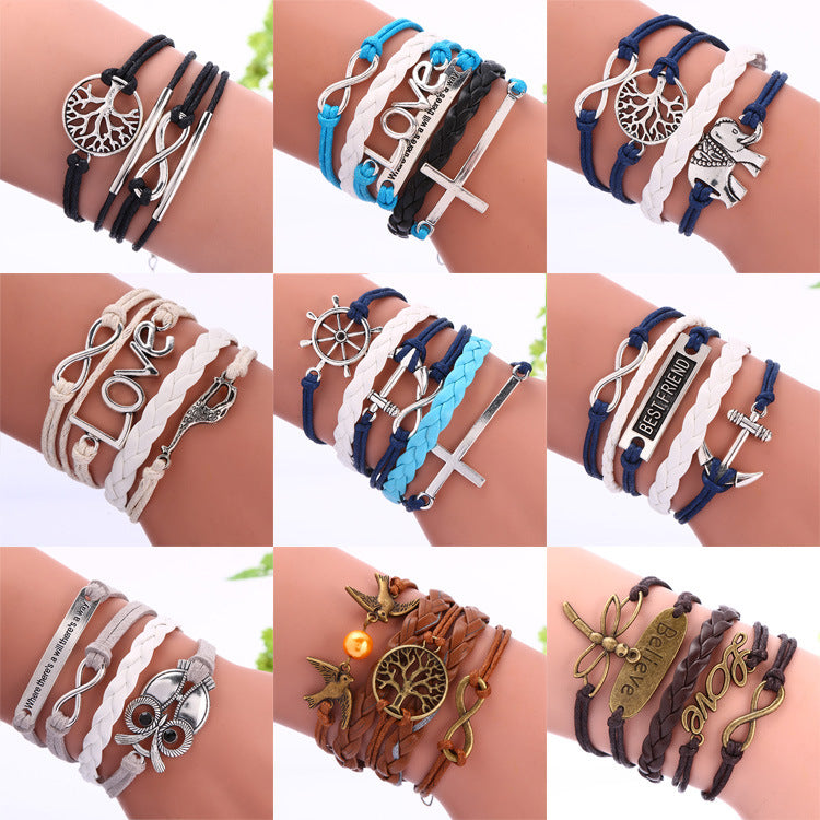 European and American big-name multi-layer woven bracelet bracelet rope