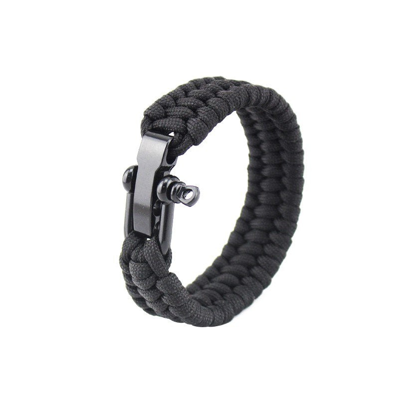 Seven-core umbrella rope braided U-shaped steel buckle with adjustable survival bracelet Outdoor mountaineering camping emergency rescue bracelet