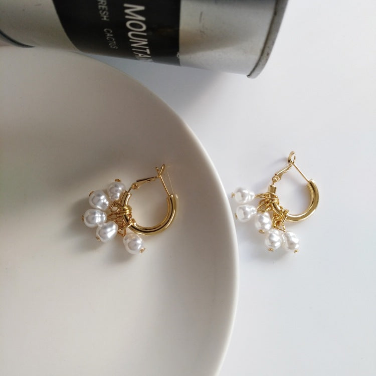 Pearl tassel earrings simple earrings