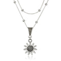 Alloy Sunflower Pendant Double Necklace Lady