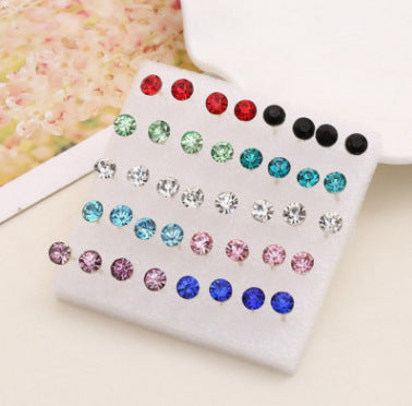 Color rhinestone hypoallergenic earrings