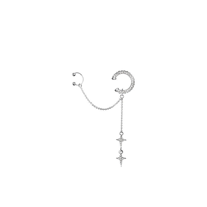 Frigid Wind Without Ear Piercing Cross Star Chain Tassel Ear Bone Clip