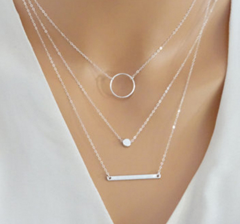 Aperture metal rod necklace