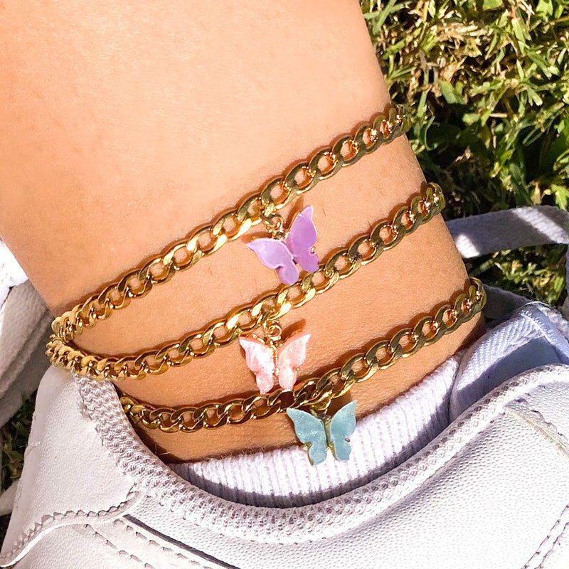 Colorful Acrylic Butterfly Anklet