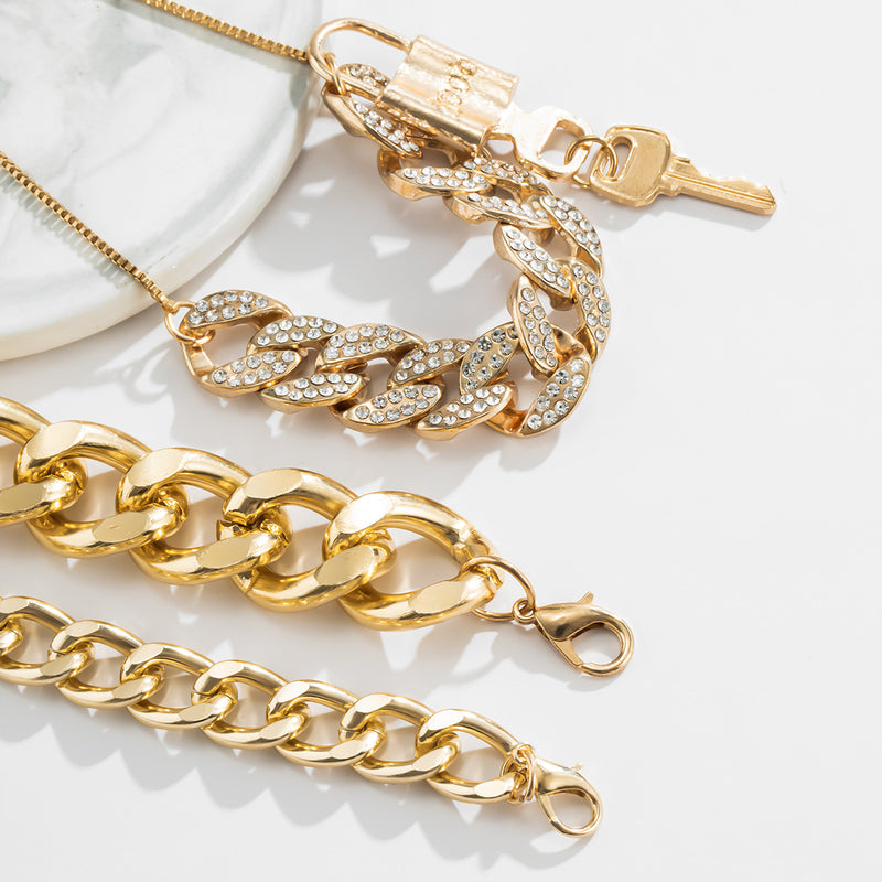 Simple And Versatile Chain Three-piece Diamond Bracelet
