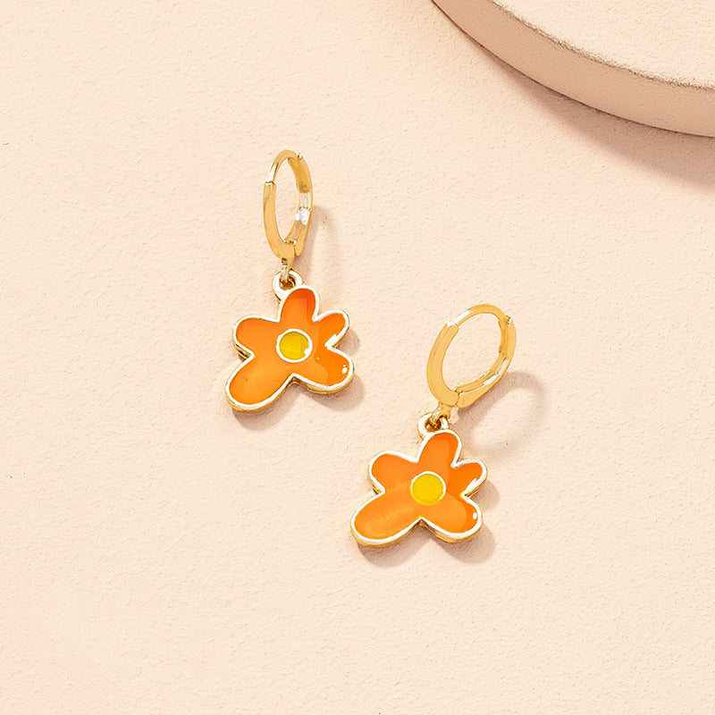 Retro Fashion Flower Earrings Female Korean Ins Style