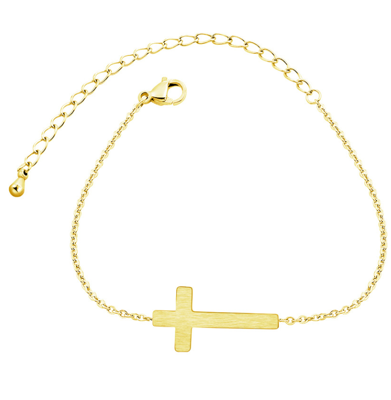 Cross Pendant Stainless Steel Bracelet