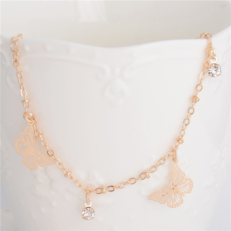 Butterfly Dragonfly Crystal Beach Anklet