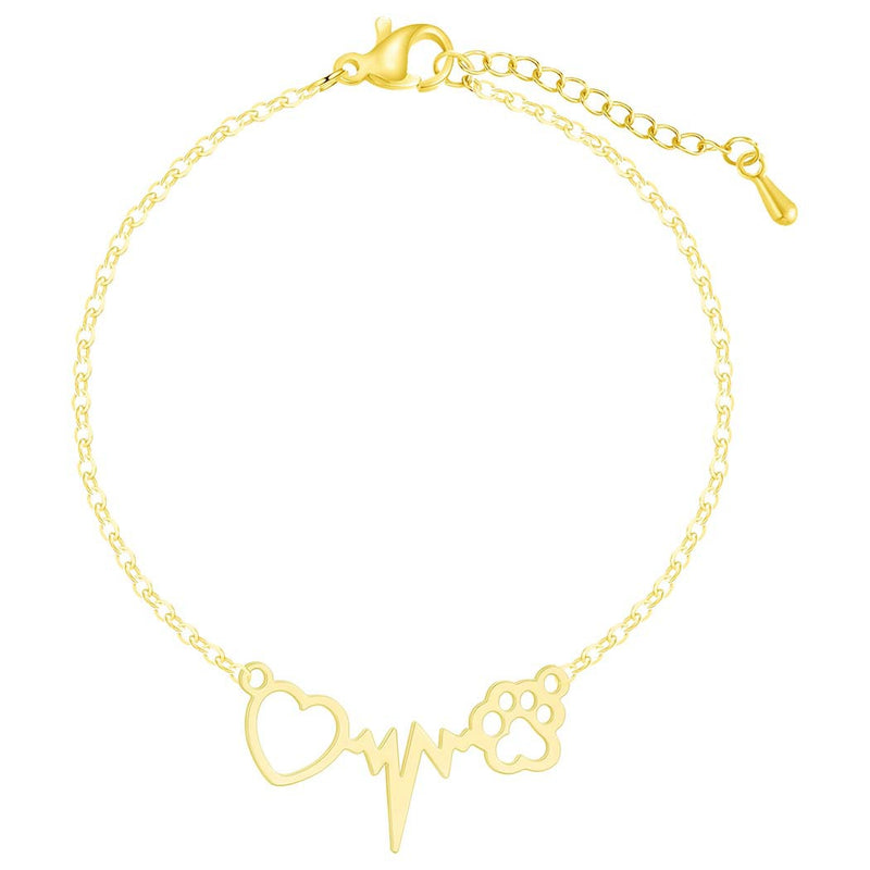 Cat Paw & Beating Heart Cardiogram Bracelet