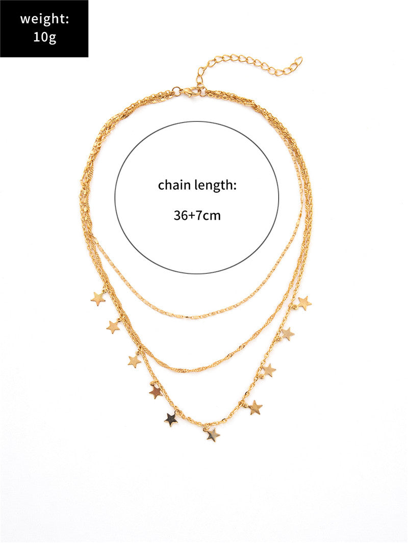 Retro Fashion Multi-layer Five-pointed Star Tassel Trend Clavicle Chain