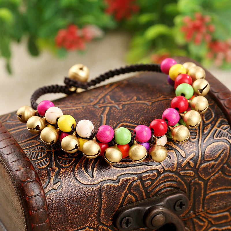 Turquoise braided bell bracelet