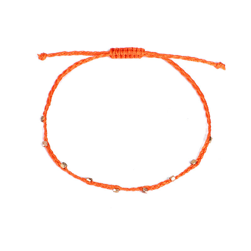 Color waterproof wax thread braided anklet