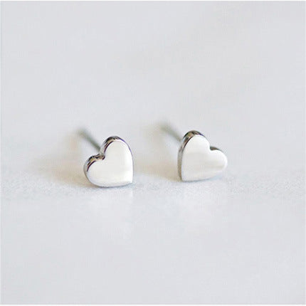 Brushed Silver Square Time Gem Stud Earrings