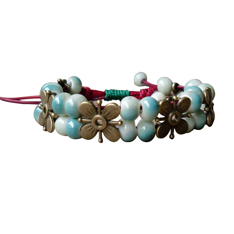 Four-leaf clover hand-woven bead chain