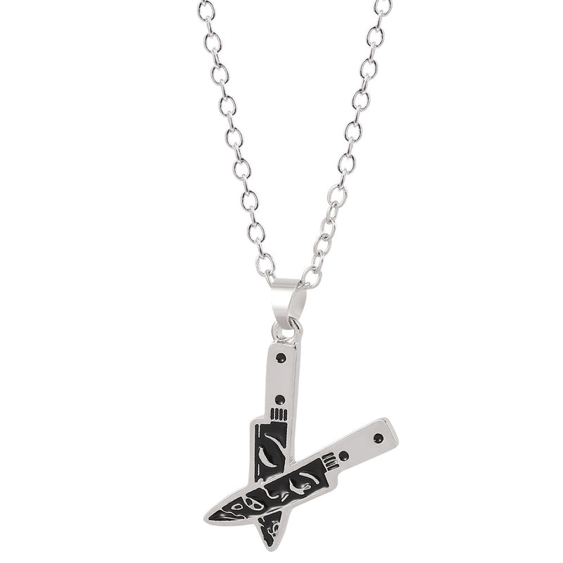 X Cross Knife Pendant Necklace Personality Punk Retro Accessories