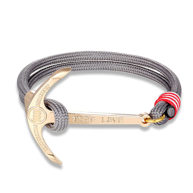 Black Anchor Bracelet Men's Charm Survival Rope Leather Chain Friendship Bracelet Men's Jewelry
