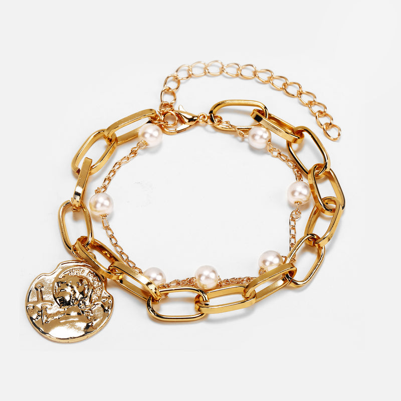 New Style Hand Jewelry Creative big-name Pearl Love Double-layer Bracelet