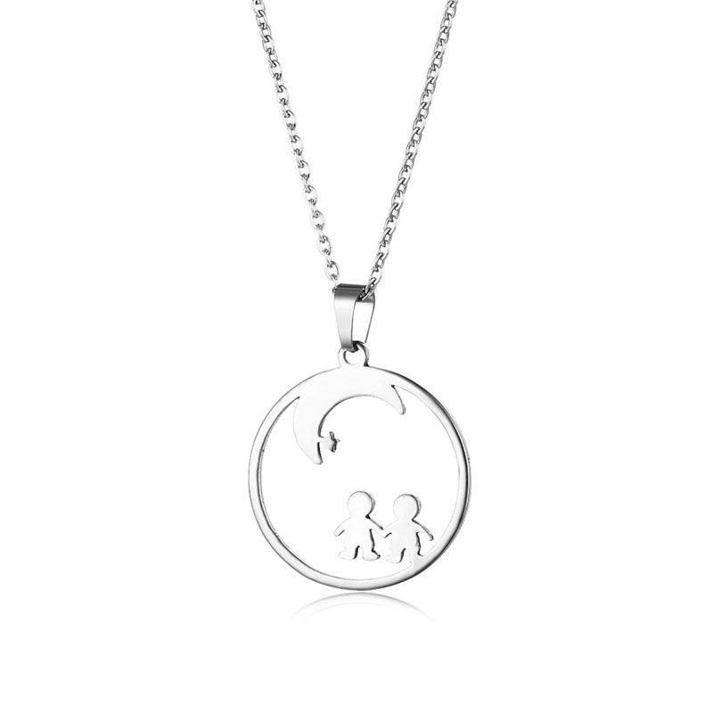 Stainless Steel Boy Girl Star Moon Necklace Clavicle Chain