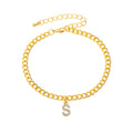 Simple And Versatile Shiny Diamond-encrusted Capital English Letter Anklet