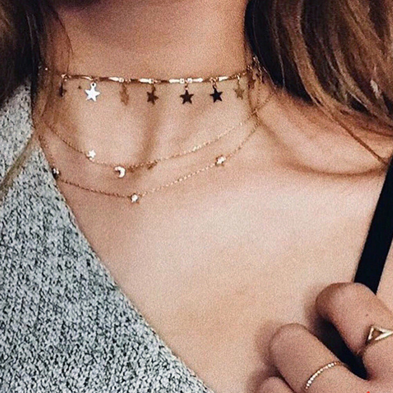 Star pendant collarbone necklace