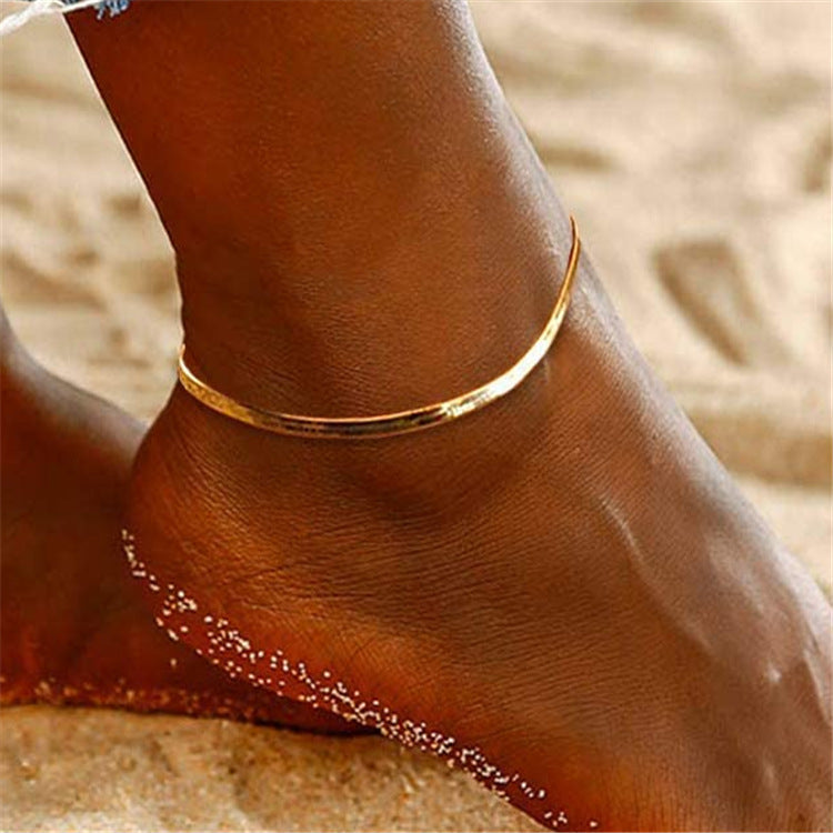 3mm Copper Gold Plated Snake Chain Peach Heart Ladies Anklet