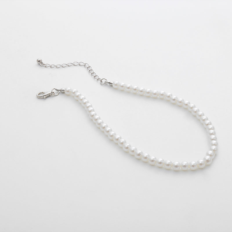 Simple imitation pearl handmade anklet