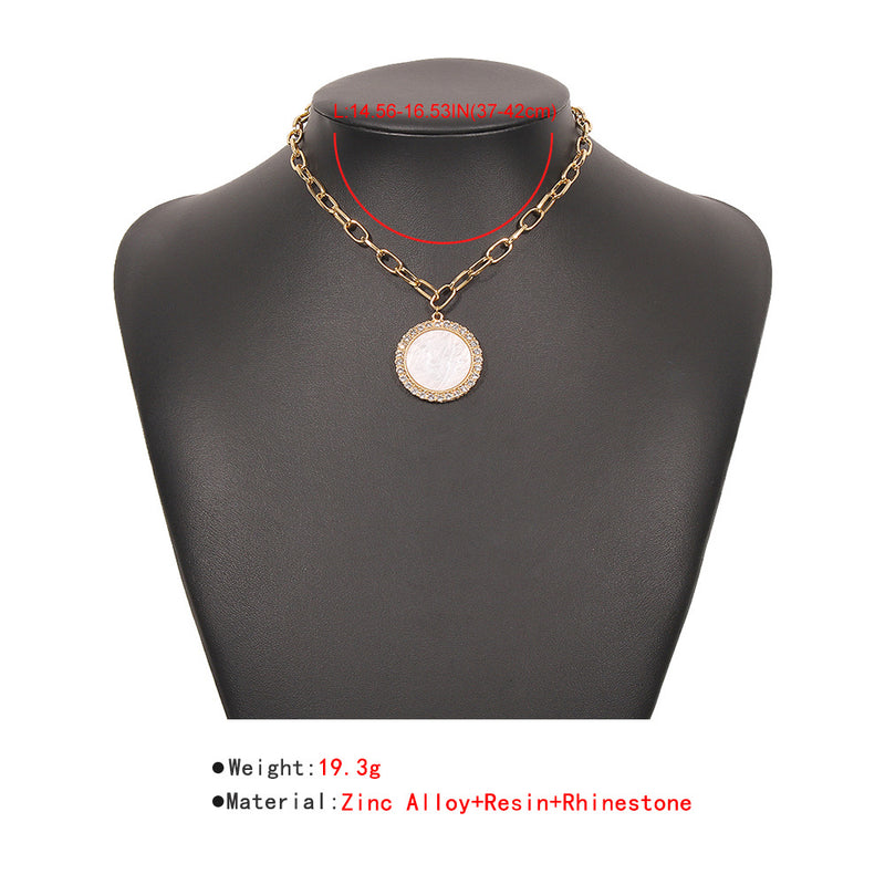 Round Pendant Necklace Alloy Retro Temperament