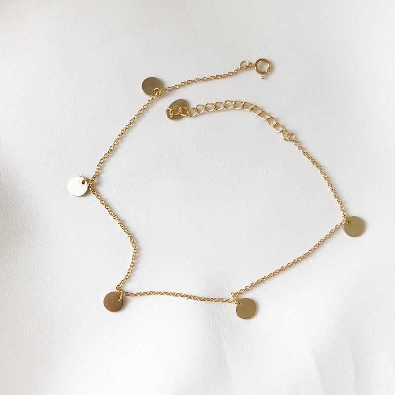 Golden summer round piece anklet