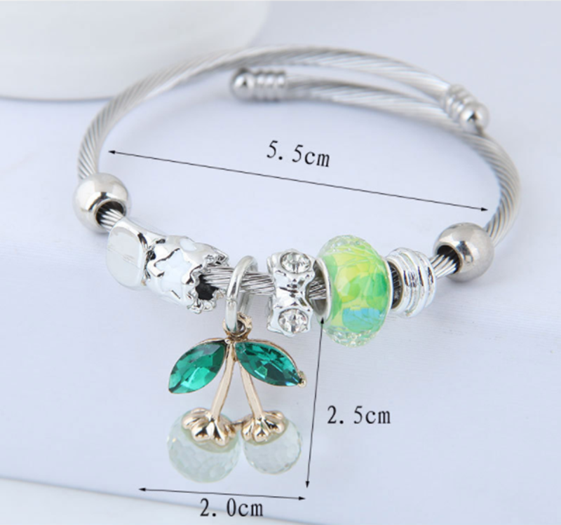 Alloy crystal colorful cherry bracelet
