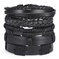 Men's Cross Braided Leather Adjustable Set Bracelet